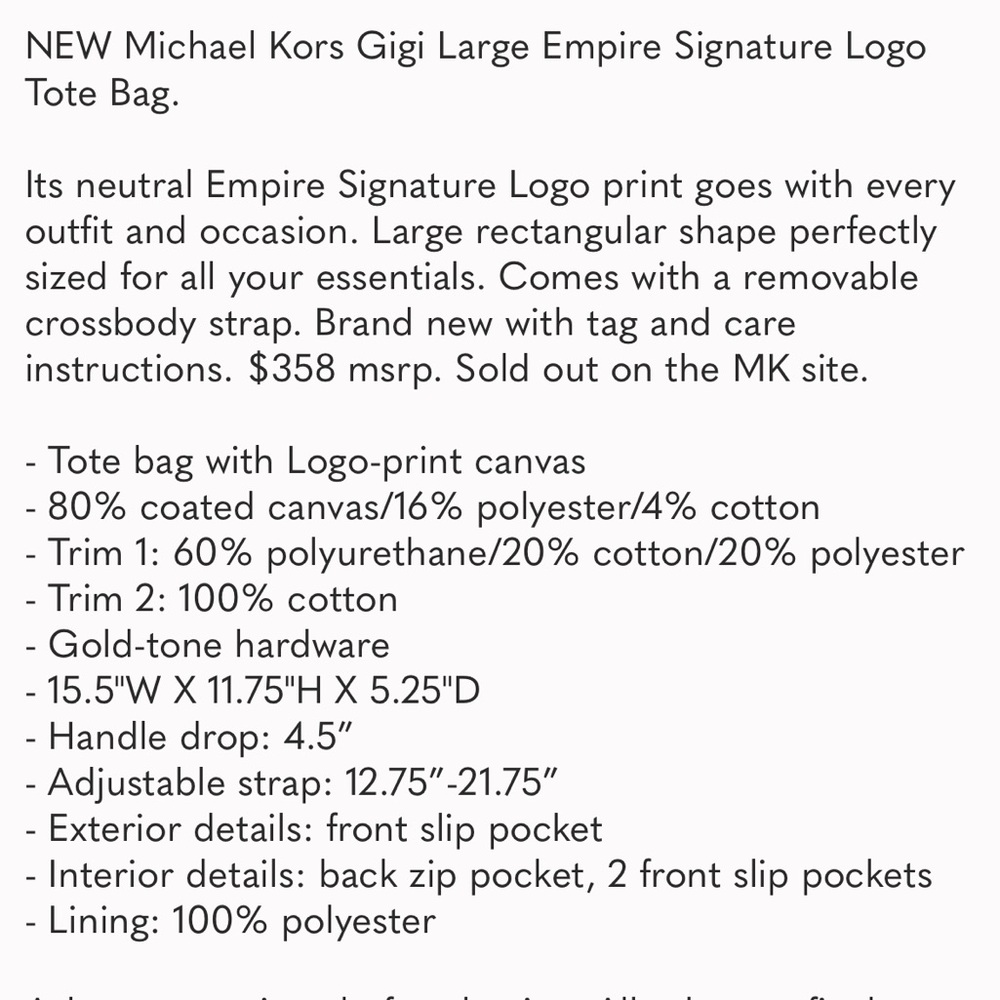MK Gigi Signature Logo Canvas Tote Bag - Picture 7 of 7